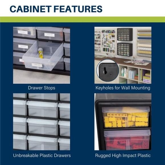 24 Drawer Plastic Storage Cabinet Organizer for Garage Crafts Tools Makeup - Picture 4 of 7